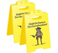 Panneau De Bureau «attends, Partenaire, Je Suis Surstimulé», Décoration De Bureau Amusante for Soulager Le Stress, Plaque «attention, Surstimulation», Accessoire De Travail Humoristique(Yellow*2)