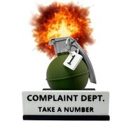Panneau de bureau Complaint Department - Cadeau amusant imprimé en 3D, panneau décoratif amusant avec étiquette « Take a Number », cadeau amusant et farce pour vos collègues