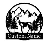 Panneau de cabane en métal personnalisé en forme de cerf, cadeau de chasseur de cerfs, décoration extérieure, décoration d'intérieur, cadeau de chasseur de cerfs (cerf D)