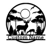 Panneau de cabane en métal personnalisé en forme de cerf, cadeau de chasseur de cerfs, décoration extérieure, décoration de grotte d'homme, décoration d'intérieur, cadeau chasseur (cerf C)