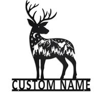 Panneau de cabine personnalisé pour la chasse en plein air, cadeau personnalisé de chasseur de cerf, panneau de cerf en métal noir, décoration de Noël personnalisée en métal