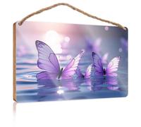 Panneau de cadre de porte amusant en bois avec inscription « Butterfly In The Sunset » - Décoration de jour pour le bureau (20 x 30 cm)