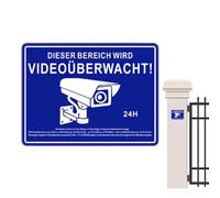 Panneau de caméra de sécurité - Plaque d'avertissement adhésive de sécurité, panneau imperméable et résistant aux UV, avis en PVC de bonne qualité | Lettrage de garde accrocheur, voitures, parkings