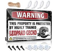Panneau de camping amusant avec inscription « Warning This Property Is Protected By A Highly Trained Leopard Gecko » - Panneau de bureau amusant pour bar (30 x 40 cm)