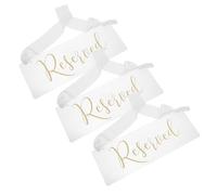Panneau de Chaise de Mariage 28x10cm 3 Pièces en Acrylique, Or | Trous Prépercés et Ruban, Usage Intérieur Extérieur, Réutilisable, pour Cérémonies et Églises