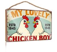 Panneau de chambre amusant « My Lovely Chicken Boy Established 1945 » - Décoration amusante pour la maison et l'extérieur - Décorations d'automne