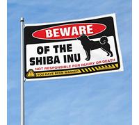 Panneau de chambre d'université « Beware of Shiba Inu » - Cadeau amusant pour chambre de garçon (60 x 90 cm)