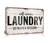 Panneau de chambre pour homme en libre-service « Laundry » : Fresh And Clean - Décoration d'intérieur amusante pour l'extérieur (20 x 30 cm)