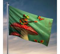 Panneau de chambre universitaire « A Frog Plays Guitar On A Champignon Flag Fall Yard Decor Room Decor For Men » (152 x 244 cm)