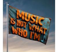 Panneau de chambre universitaire « Music Is Not What Who I Am. » Drapeau pour dortoir, garage, décoration pour homme (60 x 90 cm)