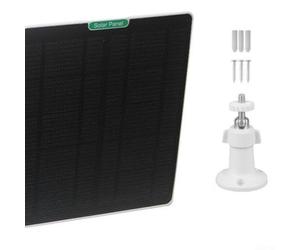 Panneau de charge solaire 5 W pour caméras de sécurité extérieures, silicone monocristallin IP66 résistant aux intempéries avec support réglable à 360°, câble et adaptateur Type-C vers USB