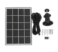 Panneau de charge solaire pour caméra avec support, panneau solaire de 3 W et 5 V en silicium monocristallin de type C pour caméras de sécurité Ring Reolink et appareils Android (Noire)