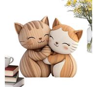 Panneau de chat en bois - Décorations de bureau en bois 2D pour couple de chats | Décoration de bureau comme une paire de chats - Panneau de chat en bois 2D pour décorer la décoration d'ani