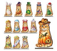 Panneau de chat interchangeable, décoration rustique en bois de ferme | Plaque décorative en forme de chat rustique avec base en bois interchangeable, pour adultes, enfants, amis