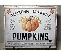 Panneau de citrouille du marché d'automne, décoration murale d'automne, décoration de citrouille, décoration murale en métal 20,3 x 30,5 cm