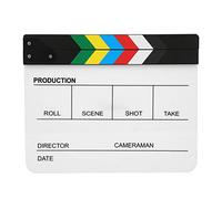 Panneau de Clap en Acrylique Bio 30 x 25 cm, Panneau de Clap de réalisateur avec Aimant intégré, Surface d’écriture réutilisable pour la Photographie cinématographique, la (Tableau Blanc à Bandes de