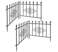 Panneau de Clôture de Jardin en Métal Décoratif, Lot de 4 Panneaux 63x65 cm | Style champêtre ancien, finition thermolaquée anti-rouille, tiges de fixation pour ancrage stable, installation sans outils