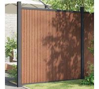 Panneau de clôture marron 173x186 cm WPC composite bois-plastique avec poteau aluminium, panneaux de jardin robustes pour clôture extérieure, intimité et sécurité dans le jardin