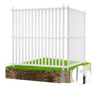 Panneau de clôture PVC-VEVOR-blanc122x122cm-PVC-avec Piquets Métalliques pour Accessoires Sols Souples, Cacher les Climatiseurs