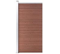 Panneau de clôture WPC composite bois-plastique 95x186 cm marron rigide avec poteau en acier et fixation pour jardin terrasse balcon aménagement extérieur séparation occultant
