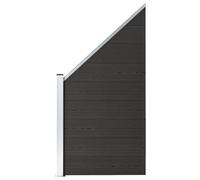 Panneau de clôture WPC noir 95x(105-180) cm en composite bois-plastique avec poteau acier aluminium, panneau extensible pour jardin, clôture de confidentialité résistante et modulable
