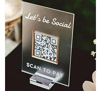 Panneau de code QR personnalisable en 3D Scan to Pay Retail pour entreprise, Instagram, Facebook, Venmo Paypal, trésorerie, réseaux sociaux, verre acrylique transparent, plaque de table pour salon de