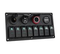 Panneau de commande à 8 vitesses pour bateau, yacht, LED, IP65, 12-24 V | Marine-Boot Panneau de commande à 8 interrupteurs avec voltmètre et double USB, allume-cigare, pour voiture, camion, yacht