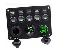 Panneau de commande à bascule 5 ou 8 boutons avec port USB for voiture, camion, bateau, camping-car, quad, UTV, caravane, disjoncteur(5 Gang Green)