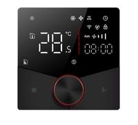 Panneau de commande du thermostat Smart LED Yumili - Contrôleur CA/chauffage économe en énergie avec RS485, 8 effets d'éclairage, touches tactiles et conception mince de 12,4 mm (noir)