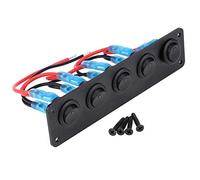 Panneau de Commutateur à Bascule,Akozon 5 Gang 12-24 V Bleu LED interrupteur marche/arrêt rond à bascule pour RV Bateau Yacht Marine