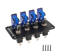 Panneau de commutateur d'allumage automatique adapté aux voitures de course, bouton-poussoir de démarrage, indicateur LED 12V 20A, 4 interrupteurs à bascule(Blue)