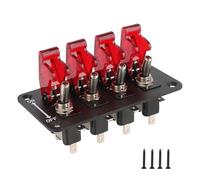 Panneau de commutateur d'allumage automatique adapté aux voitures de course, bouton-poussoir de démarrage, indicateur LED 12V 20A, 4 interrupteurs à bascule(Red)