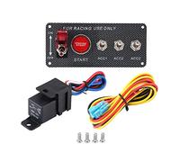 Panneau de Commutateur D'allumage de Moteur de Voiture de Course 12V, Panneau de Commutateur D'allumage Bouton-poussoir de Démarrage Interrupteur à Bascule LED à Bascule 5 en 1 pour Voiture de Course