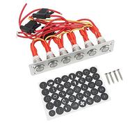 Panneau de Commutateur de Bateau Marin Aramox, Panneau de Commutateur à Bouton-poussoir 6 Gangs pré-câblé avec Lumières LED Bleues pour Système de Voiture RV Yacht 12V DC