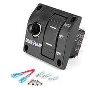 Panneau de commutateur de pompe de cale, Duokon Panneau de commutateur de pompe de cale à 3 voies, aluminium automatique/arrêt/manuel 12V 24V avec indicateur LED disjoncteur intégré 15A