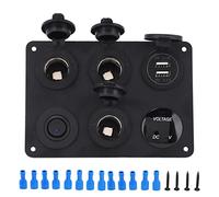 Panneau de commutateur marin, panneau de commutateur à bascule LED étanche 12 V 6 gangs avec double prise de chargeur USB voltmètre allume-cigare pour voiture, camping-car, yacht, camion, bateau marin