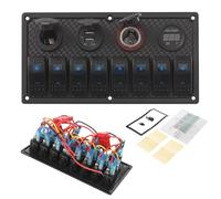 Panneau de commutation 12 V, panneau d'interrupteur 8 vitesses avec allume-cigare et 2 jeux d'autocollants, IP65 DC, interrupteur LED pour voiture, camion, yacht, chargeur double USB 3,1 A