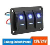 Panneau de commutation 24V 12V, 3 boutons, bascule d'éclairage de voiture pour bateau, camion, remorque, caravane, moto tout-terrain, 4x4, accessoires automobiles marins vert