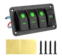 Panneau de commutation 3 gangs 12 V-24 V for voiture, SUV, camping-car, camion, voltmètre numérique, disjoncteur, étanche, double port USB 4,2 A(Groen)