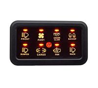 Panneau De Commutation À 8 Gangs, Système De Fusibles Électroniques 12-24V, avec Harnais Et Étiquette Autocollante, for Voiture Camion Voiture Tout-Terrain UTV SUV Bateau(Orange)