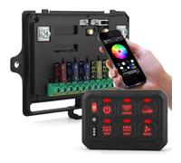 Panneau de commutation à distance Bluetooth Chelhead 6 gangs, panneau de commutation multifonction stroboscopique à intensité variable rétroéclairé RVB, compatible avec camion et bateau