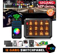 Panneau de commutation COLIGHT 12/8 gangs avec contrôle par application marche/arrêt panneau de commutation multifonction 12V 24V pour camion voiture bateau camion RV SUV 12 Gangs with APP