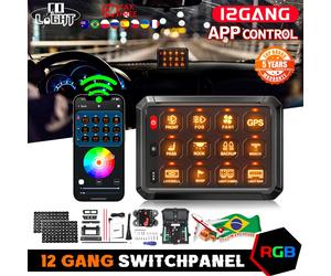 Panneau de commutation COLIGHT 12/8 gangs avec contrôle par application marche/arrêt panneau de commutation multifonction 12V 24V pour camion voiture bateau camion RV SUV 12 Gangs with APP