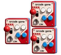 Panneau de commutation d’arcade rétro, plaque murale de bouton de joystick classique, trois types de décoration murale de salle de jeux vintage d’arcade rétro, cadeau de grotte d’homme (A3pcs)