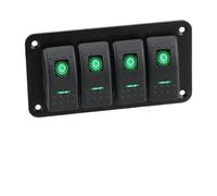 Panneau de commutation de voiture à 4 boutons, 1 pièce, interrupteur de lumière LED, pièces à bascule, accessoires de disjoncteur de commande 12V 24V(4 gang green)