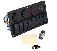 Panneau de commutation, Fydun 12 V 24 V 8 gangs étanche LED interrupteur à bascule panneau de commande double chargeur USB voltmètre allume-cigare pour voiture bateau véhicules camion contrôle de circ