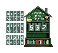 Panneau De Compteur De Livres - Bois, Affichage Ďe Đe Lecture Manuelle, D'affichage D́e Progression D̄e Lecture Annuelle | Décor Dé Défi D’objectif Ďé Ļecture Pour Les Amateurs Đé Livres,