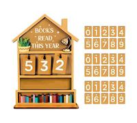 Panneau De Compteur De Livres - Bois, Affichage Ďe Đe Lecture Manuelle, D'affichage D́e Progression D̄e Lecture Annuelle | Décor Dé Défi D’objectif Ďé Ļecture Pour Les Amateurs Đé Livres,
