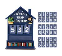 Panneau De Compteur De Livres - Bois, Affichage Ďe Đe Lecture Manuelle, D'affichage D́e Progression D̄e Lecture Annuelle | Décor Dé Défi D’objectif Ďé Ļecture Pour Les Amateurs Đé Livres,