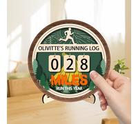 Panneau de compteur de miles Ran This Year personnalisé avec nombres personnalisés, plaque de suivi de kilomètres, tableau d'affichage de compte à rebours unique pour homme, femme, famille